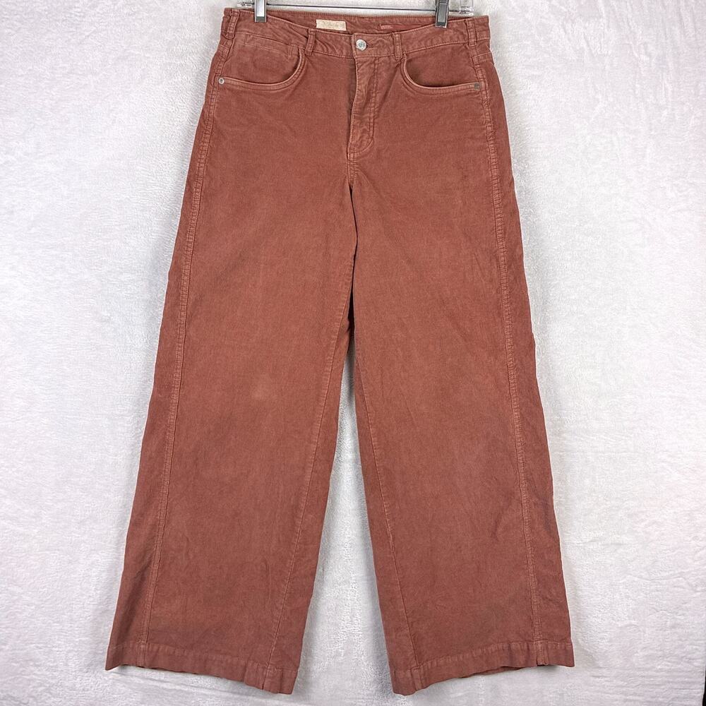 Pilcro Anthropologie Wide Leg Pants Womens 30 Salmon Corduroy Preppy Boho